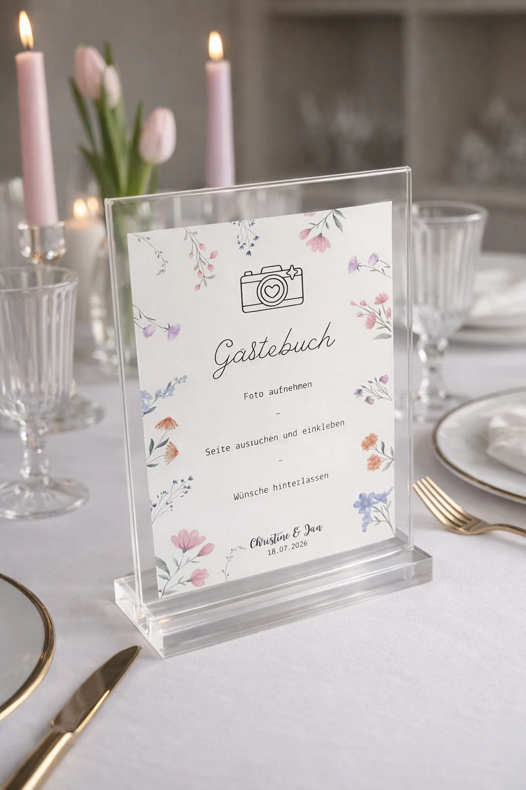 Gästebuchbuch Schild Pastell